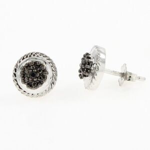 Craft New 14k White Gold over Sterling Silver Black Natural Diamond Earrings